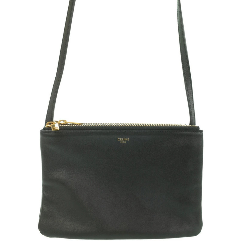 Celine Trio Leather Crossbody Bag Black